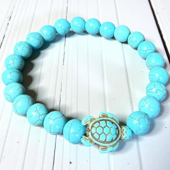 Turquoise Stretch Turtle Bracelet New - Picture 2 of 3